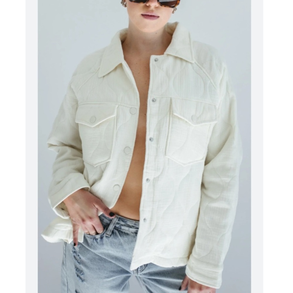 Cream Quilted Spring/Fall Jacket